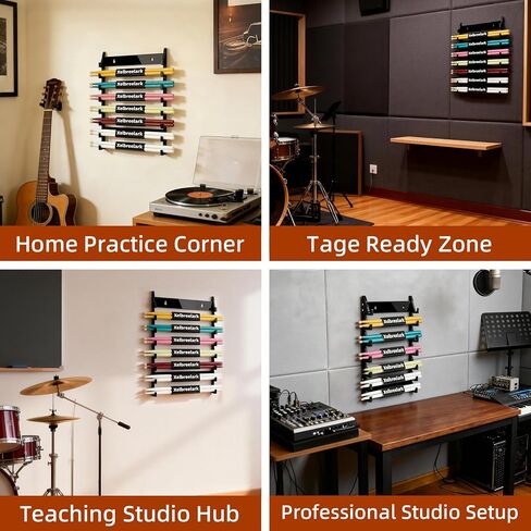 Black Acrylic Drum Stick Holder Wall Mount，Efficient Drumstick Display and Organizer, Holds 8 Sets of Drumsticks, Space-Saving, Durable and Sturdy in Saudi Arabia