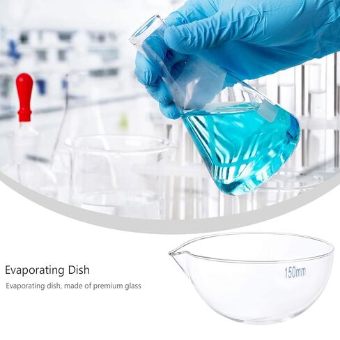Luxshiny Heat-Resistant Glass Evaporation Dish with Spout for Laboratory Use Round Bottom Evaporating Basin for Concentrating and Drying Solids in Saudi Arabia