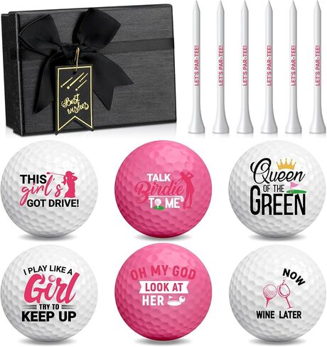 Realspring 13 Pcs Woman Golf Balls Funny Embroidery Golf Ball with Tees and Gift Box Golfing Gifts for Women Coworker Employee Golfer in Kuwait