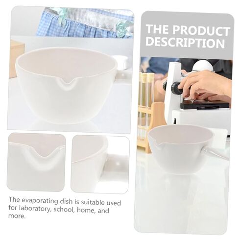 SAFIGLE Porcelain Evaporating Bowl with Handle Round Evaporation Basin Heat-Resistant Lab Dish Surface Area for School Home Laboratory Use with Spout for Easy Pouring in Saudi Arabia