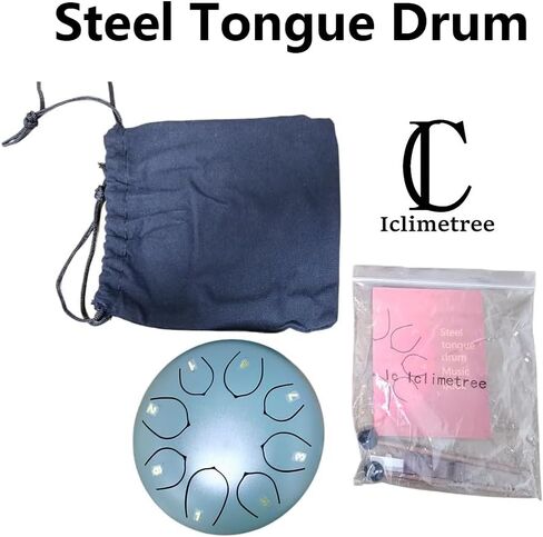 Steel Tongue Drum – 6Inch 8 Note Rain Drum for Outside Garden, Meditation & Music Education Soothing, Hand-Tuned Steel Drum Instrument & Music Gift for Family, Friends & Kids(Navy Blue) in Kuwait