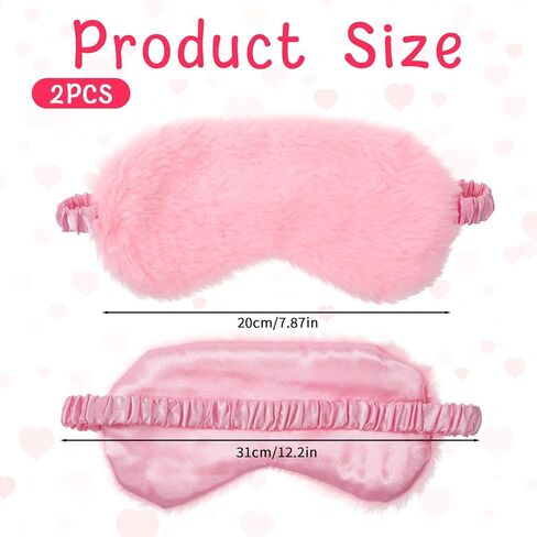2 Pcs Soft Eyeshade Cover with Elastic Strap, Faux Fur Adjustable Sleeping Mask, Comfortable Furry Nap Night Sleeping Masks for Valentine's Day Gifts, Women, Men in Saudi Arabia