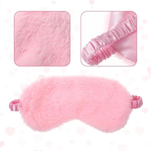 2 Pcs Soft Eyeshade Cover with Elastic Strap, Faux Fur Adjustable Sleeping Mask, Comfortable Furry Nap Night Sleeping Masks for Valentine's Day Gifts, Women, Men in Saudi Arabia