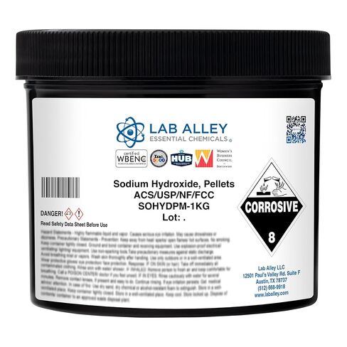 مختبر زقاق عالية النقاء هيدروكسيد الصوديوم ، ACS/USP/NF/FCC الدرجة الغذائية ، متعدد الاستخدامات للصابون المصنوع يدويًا ، والتنظيف - 1 كيلوغرام in Kuwait