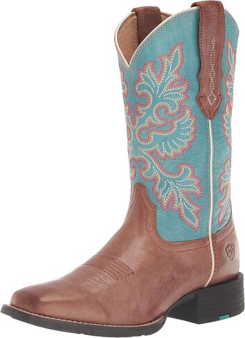Round Round Women Wide Wide Square Teefitfit Western Boot - حذاء شطب/توهج نحاس ، 6 متوسطة in Saudi Arabia