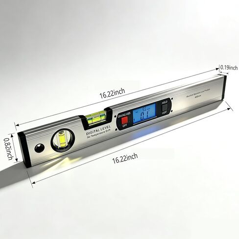 مستوى رقمي 16.3 بوصة مع مقياس ميل عالي الدقة بإضاءة خلفية LCD (دقة 0.1 درجة)، محدد زاوية 360 درجة مع قاعدة مغناطيسية وأوضاع ABS/INC للبناء وأعمال الخشب والمعادن in Kuwait