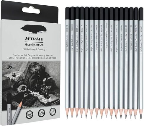 Drawing Sketching Pencil Set, 22 PCS Graphite and Charcoal Pencils with Blending Stumps, Erasers, Art Knife & Pencil Extender in Metal Box, Artist Sketching Supplies for Drawing & Shading (22 Pcs) in Kuwait