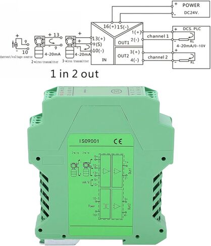 Analog Isolator, DC 24V 1 in 2 Out Voltage Transmitter Mounted Conditioner GLG, Housing of ABS Material in Saudi Arabia