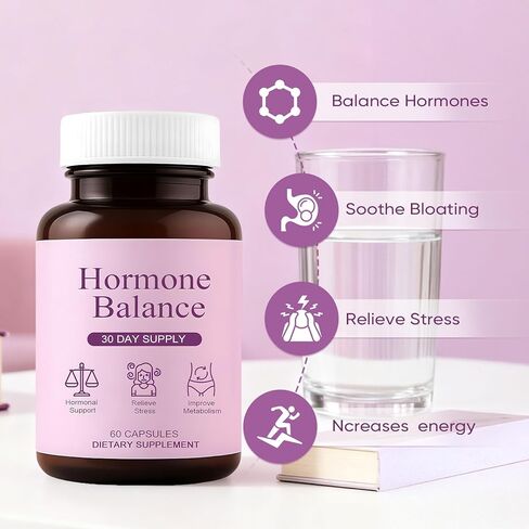 مكملات التوازن الهرموني للنساء - إدارة الوزن لتخفيف أعراض انقطاع الطمث، ودعم الحالة المزاجية والطاقة، مع أشواغاندا وجذور الزنجبيل، 60 كبسولة in Kuwait