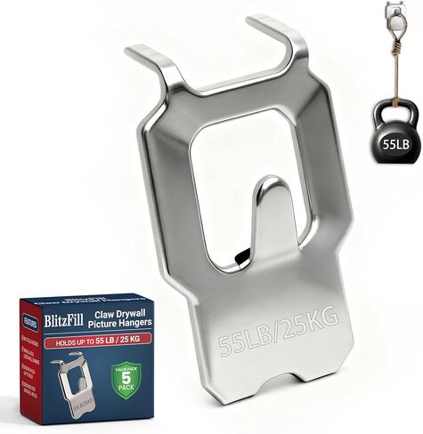 Claw Drywall Picture Hangers, Heavy Duty 55LB No Damage Wall Hooks for Hanging Pictures, Mirrors & Art Frames, Easy No Drill Installation, Strong Nail-Free Hangers, 20-Pack (Renter Friendly) in Kuwait