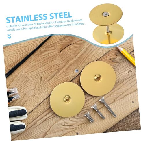 MAGICLULU 1 Set Door Hole Cover Plate Round Deadbolt Cover Heavy Duty Security Door Reinforcement Plate with Connecting Screws for Home Exterior Interior in Saudi Arabia