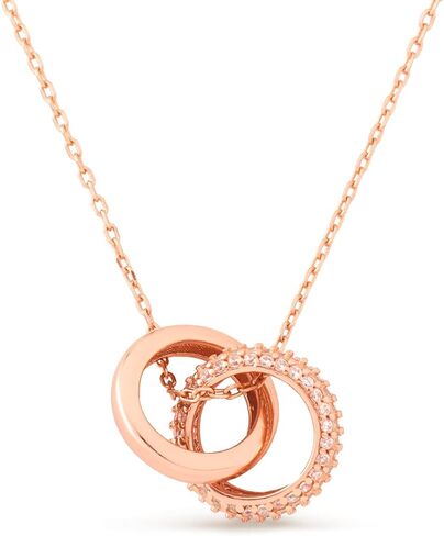 StoryJewellery قلادات الذهب الوردي للنساء ، قلادات الدائرة المتشابكة ، قلادة قلادة لذيذة ، مجوهرات ذهبية وردية ، قلادة صداقة ، هدايا للنساء in Saudi Arabia