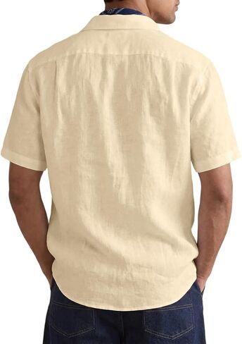 Men's Casual Short Sleeve Shirts Linen Cotton Relaxed Fit Button Down Lightweight Breathable Summer Tops Vacation in Saudi Arabia