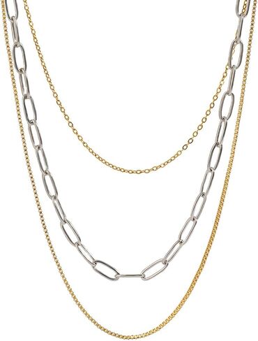 سلاسل قابلة للتكديس نساء 18 كيلو مربع مطلي بالورق الورقي الكوبي قلادة قلادة قلادة الذهب in Kuwait