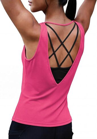 Sykooria Cotton Workout Tank Tops for Women Open Back Yoga Shirts Sleeveless Athletic Running Sports Gym Tops S-XXL in Saudi Arabia