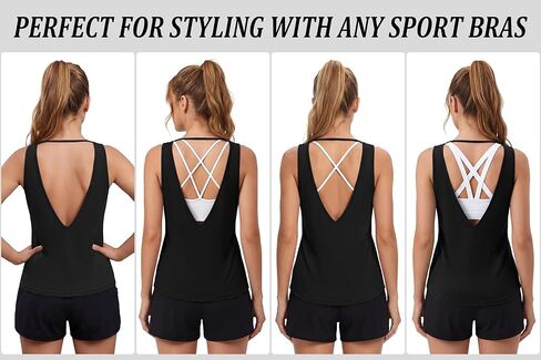Sykooria Cotton Workout Tank Tops for Women Open Back Yoga Shirts Sleeveless Athletic Running Sports Gym Tops S-XXL in Saudi Arabia