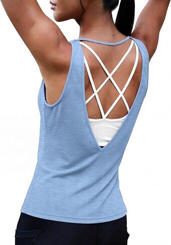 Sykooria Cotton Workout Tank Tops for Women Open Back Yoga Shirts Sleeveless Athletic Running Sports Gym Tops S-XXL in Saudi Arabia