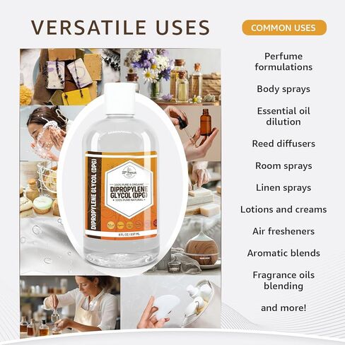 128 أونصة / 1 جالون ديبروبيلين جلايكول (DPG) - مذيب متعدد الاستخدامات ومخفف عطري للعطور والزيوت العطرية وتركيبات العناية الشخصية - مكونات تجميلية شفافة ومنخفضة الرائحة | 1 جالون in Kuwait