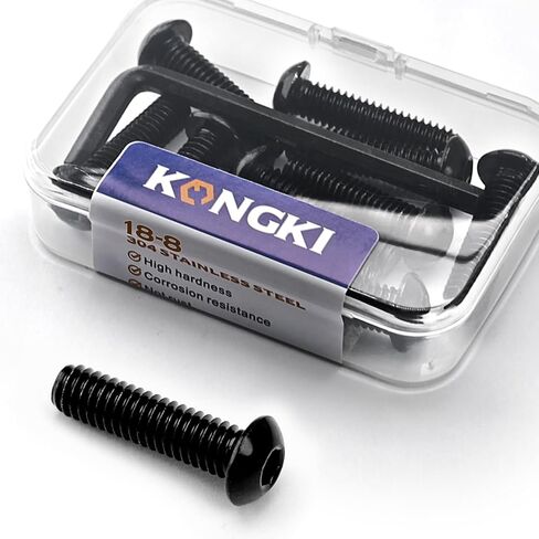 براغي بغطاء مقبس رأس 1/4-20 × 4، من الفولاذ المقاوم للصدأ 18-8(304)، أكسيد أسود، محرك ألين سداسي، خيط كامل، 20 قطعة (مع مفتاح ربط سداسي) in Kuwait