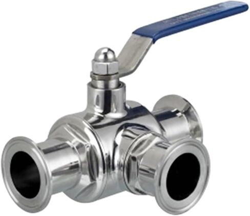 19mm 304 Stainless Steel Ball Valve 3 Three Way 1.5" OD 50.5mm Tri Clamp Ferrule Type for Food Homebrew Diary(L Type) in Kuwait