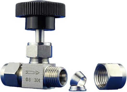 Stainless Steel High Pressure Double Ferrule Valve 1/8" 1/4" 3/8" 1/2" Pressure Gauge Globe Valve 64 Bar(8MM) in Kuwait