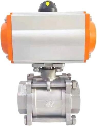 1PCS DN15 DN20 DN25 DN32 DN40 DN50 Three-Piece high Platform Pneumatic Ball Valve Stainless Steel Q611F-16P Double-Acting Cylinder(1/2") in Kuwait