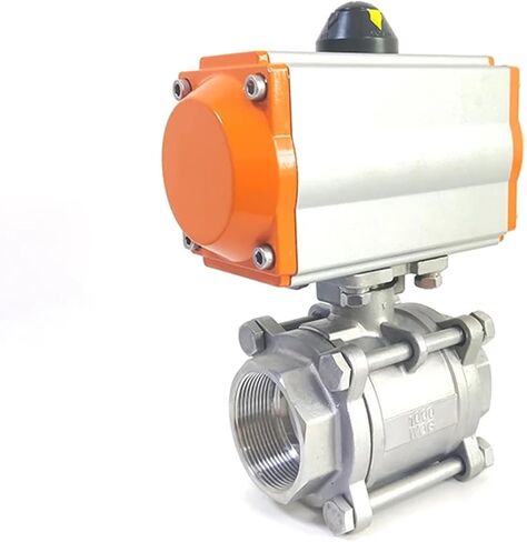 1PCS DN15 DN20 DN25 DN32 DN40 DN50 Three-Piece high Platform Pneumatic Ball Valve Stainless Steel Q611F-16P Double-Acting Cylinder(1/2") in Kuwait