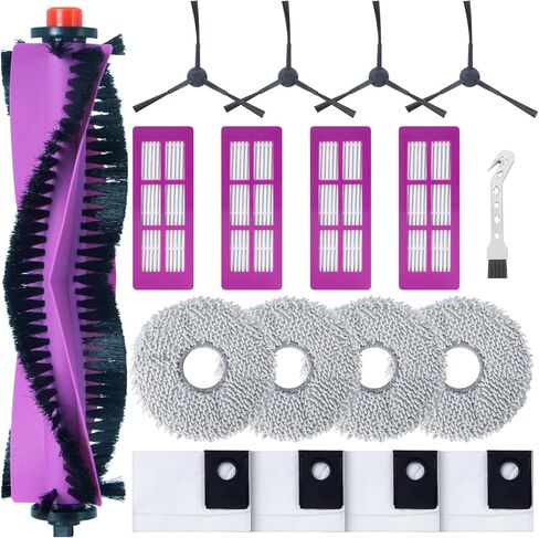 مجموعة الملحقات لقطع غيار المكنسة الكهربائية الروبوتية Eureka J15 Pro Ultra. 1 فرشاة دوارة رئيسية، 4 مرشحات هيبا، 4 وسادات ممسحة، 4 فرش جانبية، 4 أكياس غبار، 1 فرشاة in Kuwait