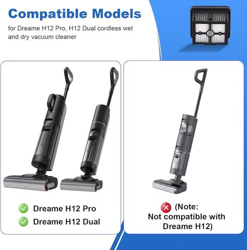 استبدال مرشحات الفراغ لـ Dreame H12 Pro / H12 Pro FlexReach / H12 Dual / H12 Pro Ultra / H13 Pro / H15 Pro / H15 Mix / G10 Pro، مكنسة كهربائية Mova M10 الرطبة والجافة - استبدال ملحقات الأجزاء، 5 عبوات in Kuwait