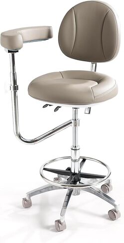 مقعد سرج مريح للأسنان - كرسي طبيب أسنان متحرك قابل للتعديل مع دعم خلفي لأخصائيي الصحة والمساعدين - استخدام المكتب الطبي والصالون - أحمر in Kuwait