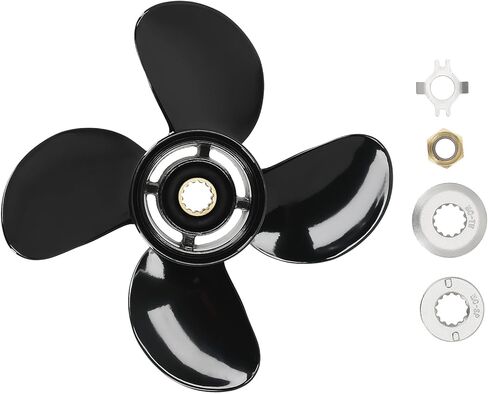 maXpeedingrods 4 Blades 10.3 X 13 Aluminum Boat Propeller for Mercury 25-75HP 13 Spline Tooth, RH, Parts No# 48-8M8026630 in Saudi Arabia