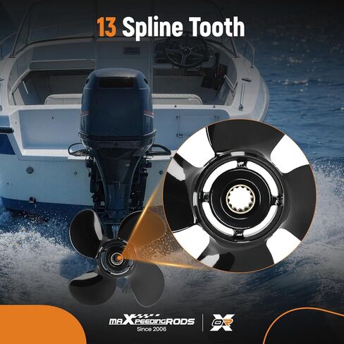 maXpeedingrods 4 Blades 10.3 X 13 Aluminum Boat Propeller for Mercury 25-75HP 13 Spline Tooth, RH, Parts No# 48-8M8026630 in Saudi Arabia