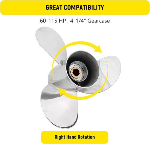 الدعائم الشابة 13 1/2x17 مروحة القارب الخارجية من الفولاذ المقاوم للصدأ لمحركات ياماها 50 70 75 80 90 100 115 125 130HP 13 1/2x17 الدعامة 15 سن RH in Kuwait