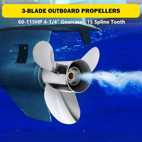 الدعائم الشابة 13 1/2x17 مروحة القارب الخارجية من الفولاذ المقاوم للصدأ لمحركات ياماها 50 70 75 80 90 100 115 125 130HP 13 1/2x17 الدعامة 15 سن RH in Kuwait