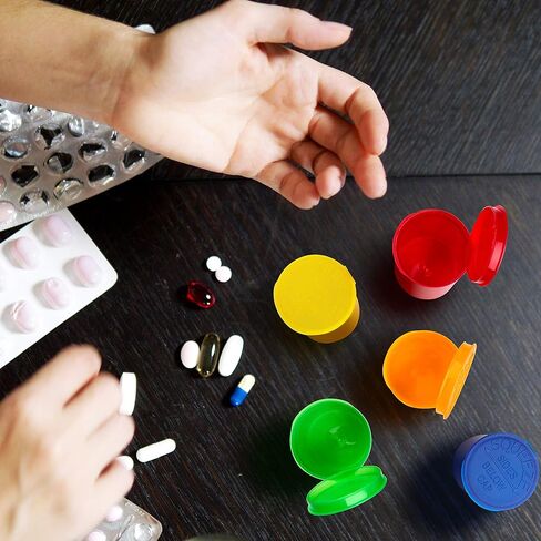 زجاجات حبوب الدواء الفارغة الكبيرة مع أغطية من توب كلاس فنتشرز - زجاجات محكمة الغلق سعة 30 درام - حاوية طبية - للأعشاب والحلوى والحرف اليدوية والمزيد - 10 عبوات شفافة متعددة الألوان in Kuwait