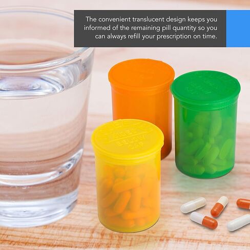 زجاجات حبوب الدواء الفارغة الكبيرة مع أغطية من توب كلاس فنتشرز - زجاجات محكمة الغلق سعة 30 درام - حاوية طبية - للأعشاب والحلوى والحرف اليدوية والمزيد - 10 عبوات شفافة متعددة الألوان in Kuwait