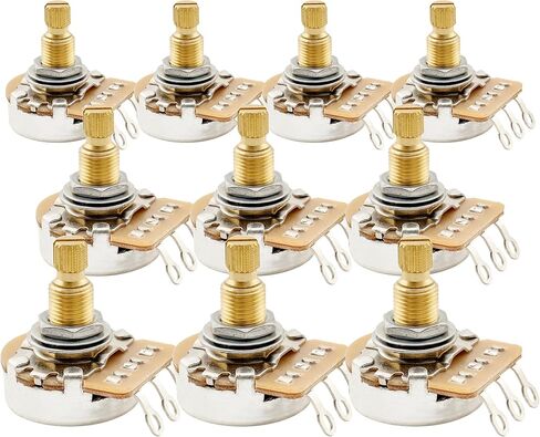 Musiclily Pro HD B1M Pots Brass Metric Split Short Shaft 6.5mm Linear Taper Potentiometers for Electric Guitar Bass (Set of 10) in Saudi Arabia