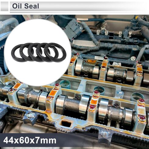 Universal Oil Seal TC Double Lip W Steel Spring Seal Ring Rotary Shaft Seal 44x60x7mm High Pressure Nitrile Rubber Black 5 Pcs in Saudi Arabia