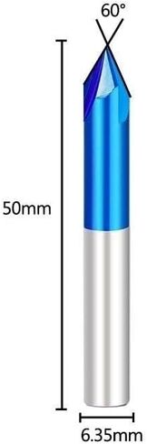 5pcs Chamfer End Mill 6.35mm Shank CNC Carving Bits Chamfer Milling Cutter 3 Flute Blue Coating Carbide End Mills 60 Degrees CNC Router Bit Chamfering Tool in Saudi Arabia