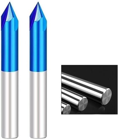 5pcs Chamfer End Mill 6.35mm Shank CNC Carving Bits Chamfer Milling Cutter 3 Flute Blue Coating Carbide End Mills 60 Degrees CNC Router Bit Chamfering Tool in Saudi Arabia