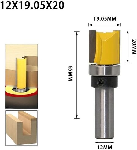 4 قطعة 12 مللي متر عرقوب فلوش تقليم نمط راوتر بت قالب تقليم المفصلي Mortising راوتر بت تحمل مستقيم نهاية مطحنة أدوات الخشب in Kuwait