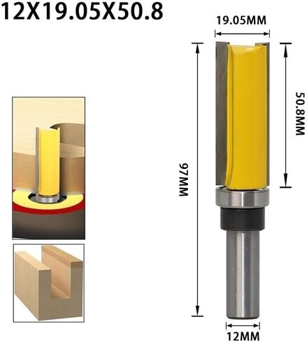 4 قطعة 12 مللي متر عرقوب فلوش تقليم نمط راوتر بت قالب تقليم المفصلي Mortising راوتر بت تحمل مستقيم نهاية مطحنة أدوات الخشب in Kuwait