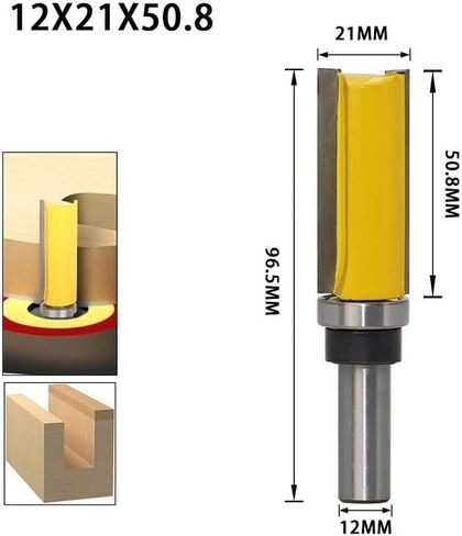 4 قطعة 12 مللي متر عرقوب فلوش تقليم نمط راوتر بت قالب تقليم المفصلي Mortising راوتر بت تحمل مستقيم نهاية مطحنة أدوات الخشب in Kuwait