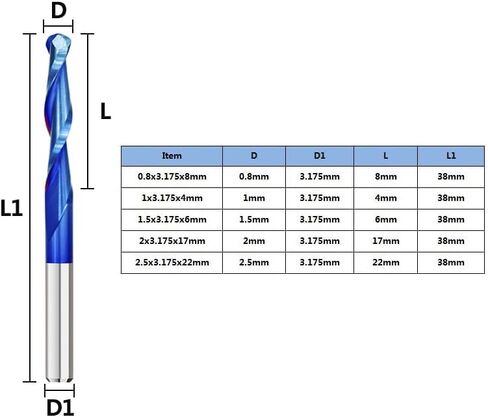 10 قطعة 2 المزامير الكرة الأنف نهاية مطحنة الصلبة كربيد CNC راوتر بت 3.175 عرقوب دوامة طحن أداة 0.8-2.5 مللي متر قطر نانو الأزرق طلاء دوامة قاطعة المطحنة in Kuwait
