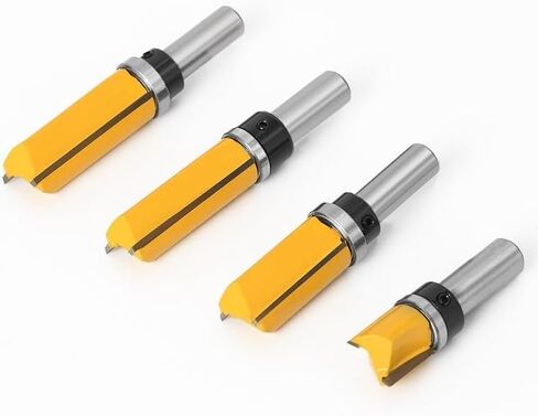 4 قطعة 12 مللي متر عرقوب فلوش تقليم نمط راوتر بت قالب تقليم المفصلي Mortising راوتر بت تحمل مستقيم نهاية مطحنة أدوات الخشب in Kuwait