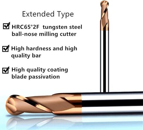 Carbide End Mill Cutter HRC65 Ball Nose Cutter 1 2 4 5 6 8 Mm 2Flutes Milling Cutter Carbide End Mill Alloy Coating Tungsten Steel Cutting Tool(R6.0x12dx150l) in Saudi Arabia