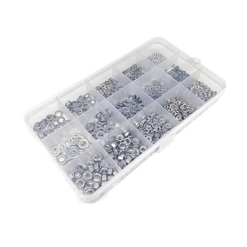 1 Box 1125pcs M2 M2.5 M3 M4 M5 304 A2-70 Stainless Steel Mix Hex Hexagon Nut Flat Washer Spring Lock Gasket Assortment Kit Set in Saudi Arabia