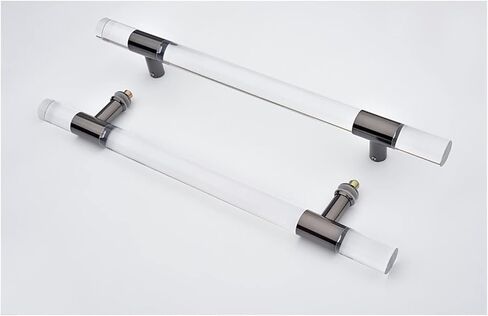 Heavy Duty Commercial Sliding Barn Door Handle Pull, 60/80/100/120cm Tall Acrylic Interior Exterior Door Pull Push Handles, Back-to-Back Model,Silver-120cm/47.2in in Kuwait