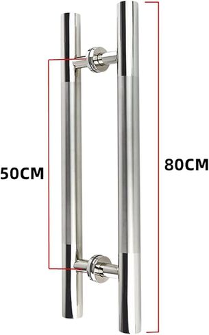 Gate Hardware Commercial Heavy Duty Stainless Steel Round Tube Office Glass Door Push-Pull Handle/Home Sliding Wooden Door Barn Door Handle, 6 Sizes/60X40Cm,80X50Cm in Saudi Arabia