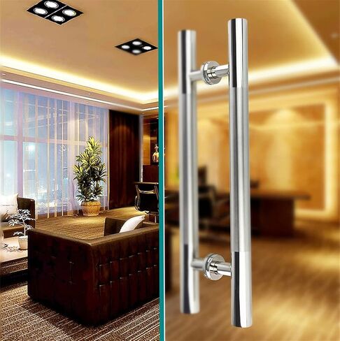 Gate Hardware Commercial Heavy Duty Stainless Steel Round Tube Office Glass Door Push-Pull Handle/Home Sliding Wooden Door Barn Door Handle, 6 Sizes/60X40Cm,80X50Cm in Saudi Arabia